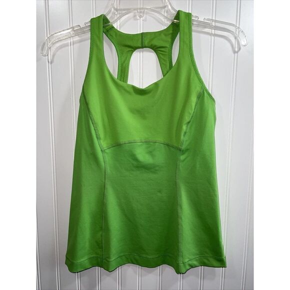Lululemon VGUC Run Pace Tank Frond Lime Green Size 6 Shelf Bra Mesh Details - Picture 1 of 7